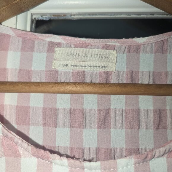 Urban Outfitters Long Sleeve Mini Dress Pink White Gingham Dress - Picture 4 of 4
